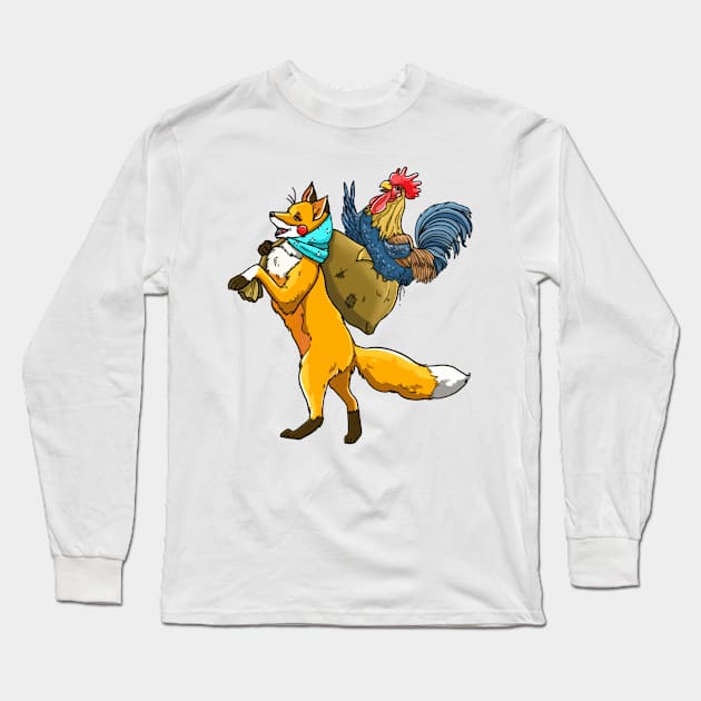 The fox and rooster Long Sleeve T-Shirt by Mariarti